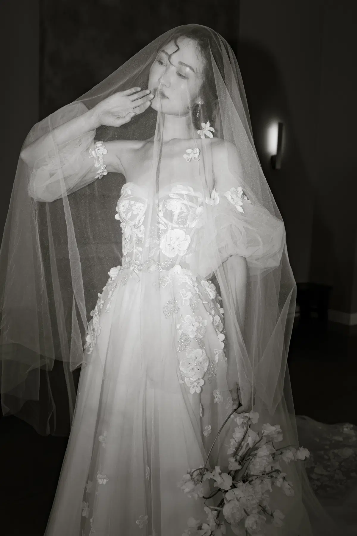 Black and white veil portrait